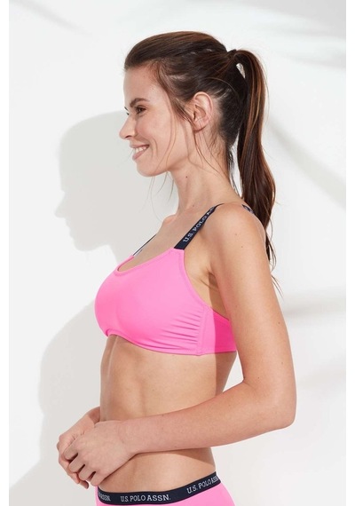 U.S. Polo Assn. Kadın Pembe İnce Askılı Bikini Üst 21502