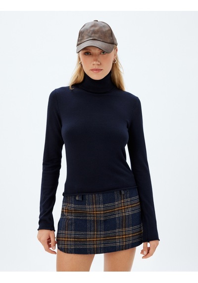 Koton Balıkçı Yaka Triko Kazak Uzun Kollu Slim Fit Lacivert 5wak90412ht Lacivert