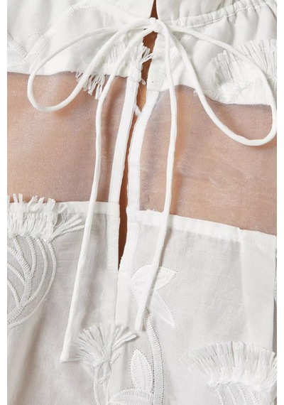 3.1 Phillip Lim Nakışlı Voile Ve Organze Bluz Zarif Ve Romantik Tasarım Beyaz