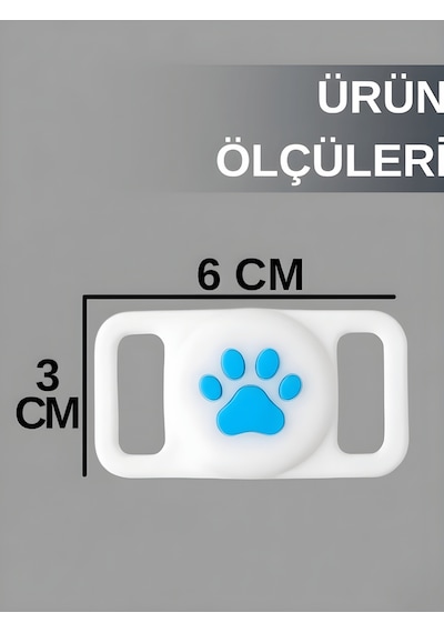 Gözcü Mobil Boş Airtag Yuvalı Kedi Köpek Tasması Evcil Hayvan Pet Takip Cihazı Silikon Yaka Kılıfı Şık Tasarım Beyaz Beyaz