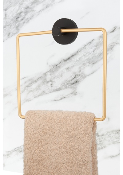 Altın Siyah Kare Havluluk Gold Kare Banyo Askısı Beyaz Diğer