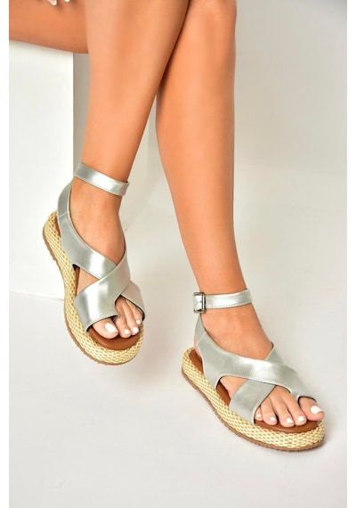 Fox Shoes U973264509 Gümüş Kadın Sandalet Gümüş