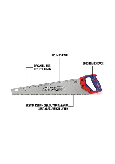 Workpro Wp215007 500mm Sk5 7 Tpı Ağır Hizmet Tipi El Testeresi Fr Wp215007