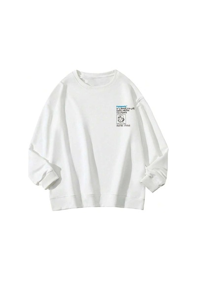Startmore Adrift Getupearly Özel Renkli Oversize Bisiklet Yaka Pamuklu Sweatshirt Beyaz Beyaz