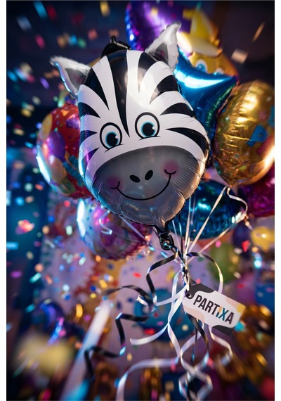 Safari Zebra Kafa Folyo Balon 28x46 Cm Safari Temalı Çocuk Doğum Günü Parti Süsü Çok Renkli