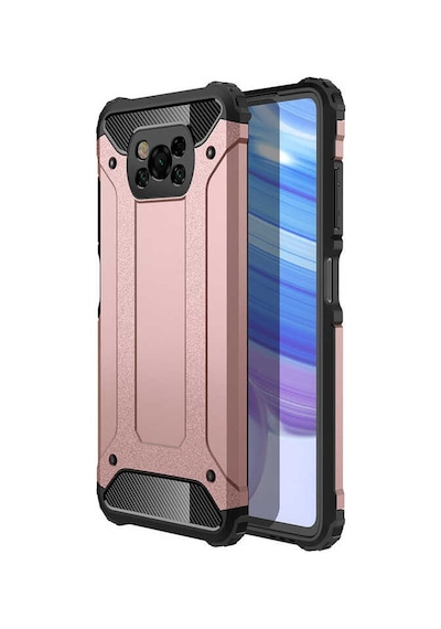Noktaks - Poco X3 - Poco X3 Nfc - Poco X3 Pro Uyumlu - Kılıf Çift Katman Zırh Tank Crash Military Kapak - Rose Gold Rose Gold