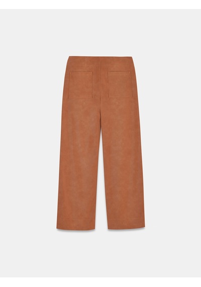 Dilvin 72252 Dikiş Detaylı Süet Görünümlü Pantolon-taba Taba