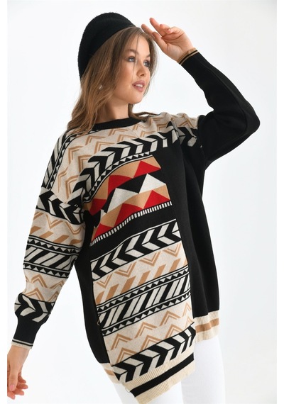 Ftz Women Kadın Etnik Desen Bluz Siyah 21-6269-siyah Siyah