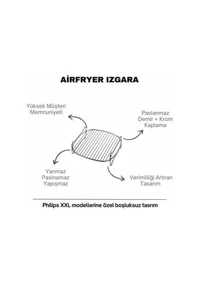 Ayrex Orret Home Airfryer Izgara Aparatı, Fritöz Aksesuarı, Airfryer Izgara Teli Xxl Model Uyumlu