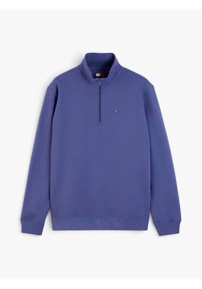 Tommy Hilfiger Tjm Reg Fleece Qz Mock Nck Ext Erkek Mavi Sweatshirt - Dm0dm20339