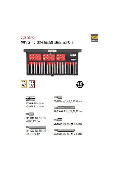 Ceta Form C28-ss40 40 Parça H10 Torx-allen-xzn Lokmalı Bits Uç Ta