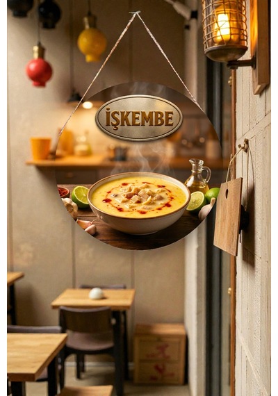 İşkembe Çorbası Görselli İpli Mdf Ahşap Kapı Duvar Süsü, Restoran, Mutfak Dekoratif Tablo