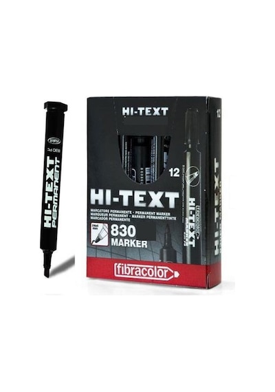 Hı-Text 830 Pc Kesik Uçlu Siyah Permanent Koli Kalemi 12 Adet