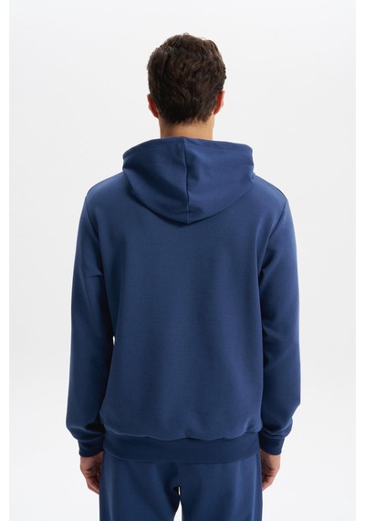 AR-MA Arma Erkek Slim Fit Örme Interlok Kapüşonlu Kanguru Cepli Sweatshirt Yazı Baskılı %80 Pamuk %14 Polyester %6 Elastane K30254685102 İndigo-i1