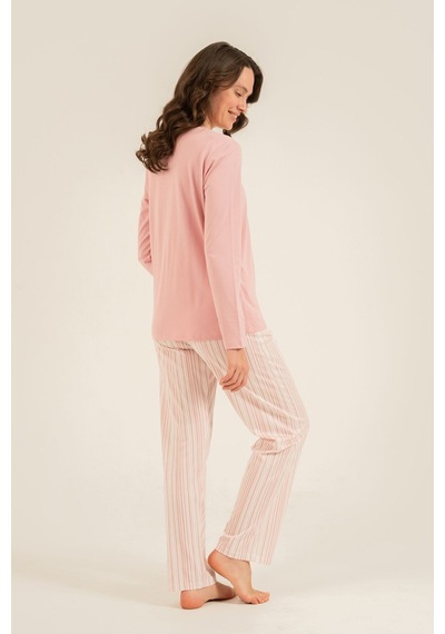 Arnetta Kadın Always Smile Pembe Uzun Kol Pijama Takımı Ar3754-s-v1 Ar3754-s-v1