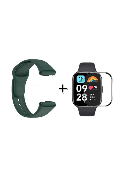 Forzacase Xiaomi Redmi Watch 3 Active İle Uyumlu Silikon Kordon Kayış + Ekran Koruyucu Film - Fc171 Yeşil