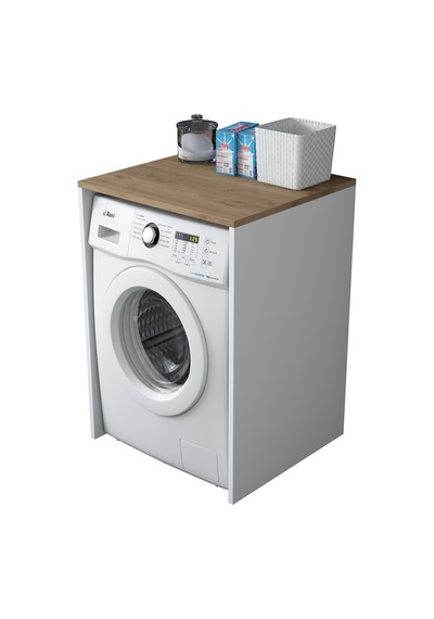 Rani Kd103 Çamaşır Makinesi Dolabı Banyo Dolabı Beyaz - S. Ceviz Beyaz