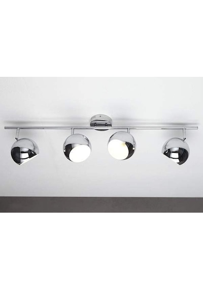 Rsylight Retro Krom Kaplama 180 Derece Hareketli Modern Spor 4 Lü Led Spot Avize Günışığı Ampullü Krom