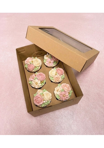6 Lı Cupcake Kutusu Kraft