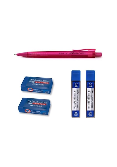 Faber Castell Econ 0.7 + 2 Adet Sınav Silgisi + 2 Adet 0.7 MM Uç Seti