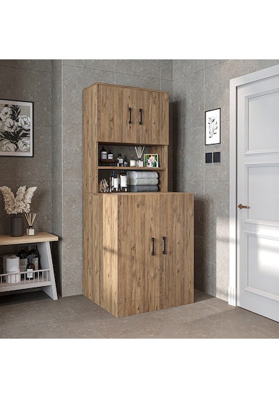 Çamaşır-kurutma Makinesi Dolabı Kapaklı Banyo Dolabı.55 Atlantik Çam Çamaşır-kurutma Makinesi Dolabı Kapaklı Banyo Dolabı.55 Atlantik Çam