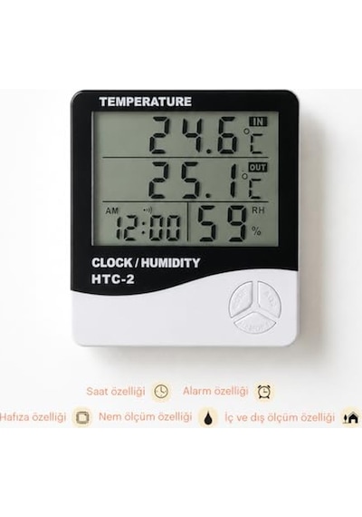 Ayrex Htc-2 Kablolu Termometre Ve Nem Ölçer / İç Ve Dış Ortam Takibi İçin Gelişmiş Çözüm