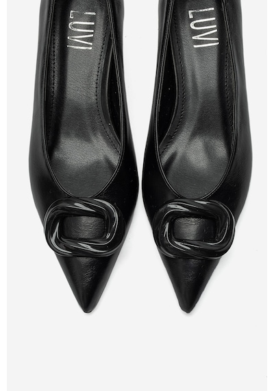 Luvi Shoes Delhı Siyah Cilt Tokalı Kadın Topuklu Ayakkabı