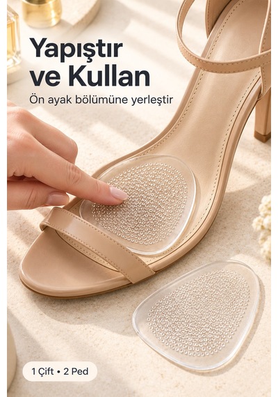 Topuklu Ayakkabı Ön Ayak Pedi Kaydırmaz Şeffaf Jel 1 Çift Silikon Ön Ayak Yastığı