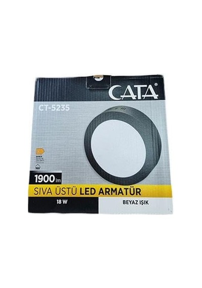 Cata Ct-5235b 18w 6400k Beyaz Işık, Siyah Kasa Sıva Üstü Yuvarlak Led Panel -