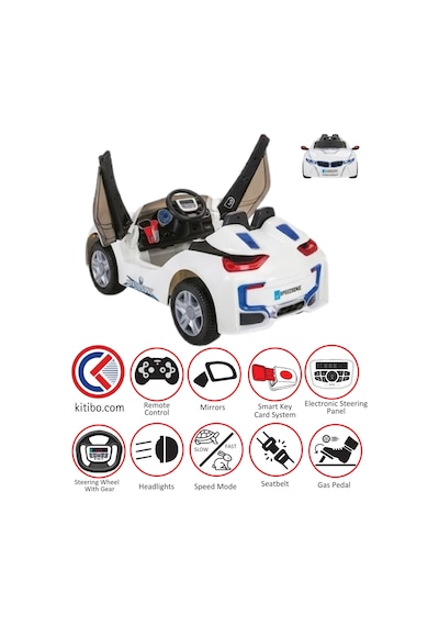 Pilsan Speed Sonic Akülü Araba 12 Volt Kumandalı Beyaz Beyaz - Mavi