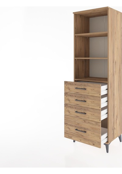 Hyperion Dolap 3 Raflı 4 Çekmeceli 60x44x195 Çam-çam Çam