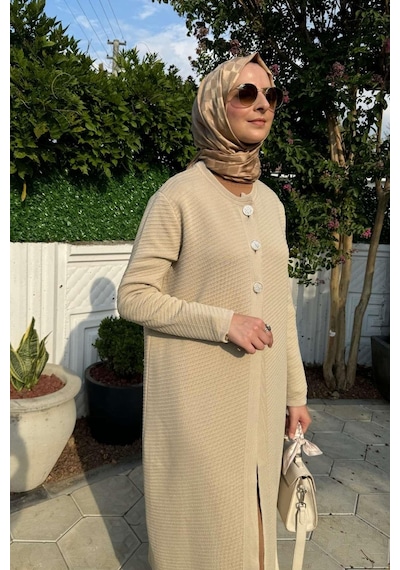 Rabia Şamlı Sinem Çelik Örme Triko Hırka Taş Çok Renkli