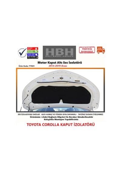 Toyota Corolla Uyumlu Motor Kaput Alti Ses Keçesi 2014-2019 Arasi 194914726