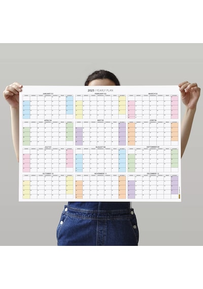 Amerikan Standardı 2027 Yıllık Planlayıcı Duvar Takvimi, United States Calendar, Gökkuşağı Renkler