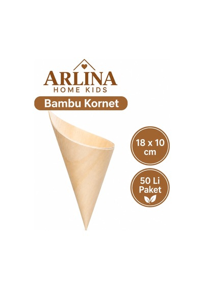 18 10 Cm Bambu Sunum Korneti 50 Li Pket