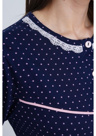 Mecit Pijama Mecit 6388 Lacivert %100 Pamuk Büyük Beden Kadın Pijama Takımı