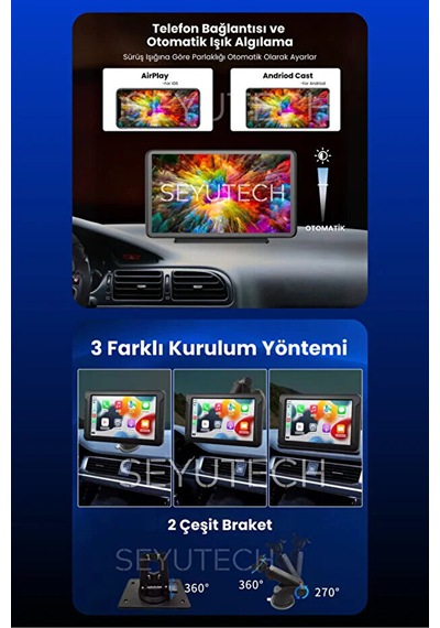Carplay & Android Auto Uyumlu 9.2" 4k Araç Içi Ekran - Çift Kameralı Yol Kayıt Cihazı X2 9"