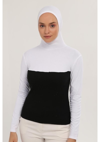 Altobeh Boyunluklu Boneli Uzun Kolluk Beyaz Çok Renkli