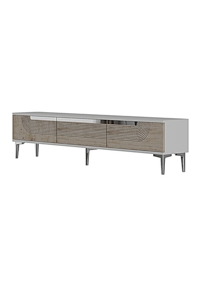 Tsa1805bts Meyra Tv Sehpası Beyaz-traverten-sılver 180cm Beyaz - Traverten - Gümüş