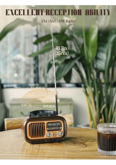 Nostaljik Görünümlü Solar Panelden Şarj Olabilen Telefon Standlı Fm Radyo Bluetooth Hoparlör Çok renkli
