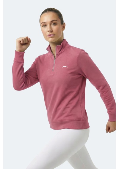 Slazenger Maxıs I Kadın Dik Yaka Fermuarlı Pembe Sweatshırt Pembe