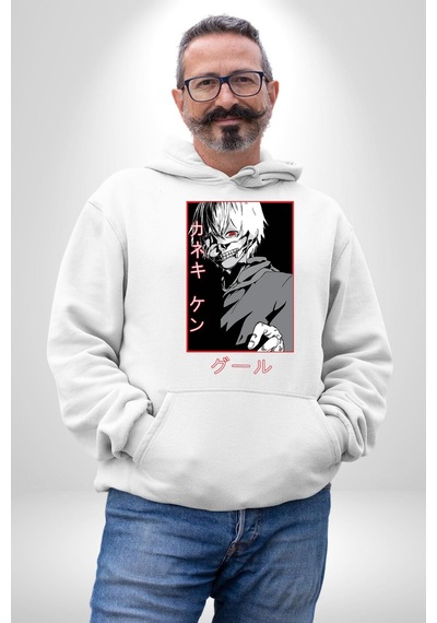 Kaneki Ken Kuma Japon Anime Şeytan Kadın Erkek Beyaz Kapüşonlu Sweatshirt Hoodie Beyaz