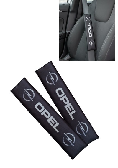 Opel Logolu Siyah Dijital Baskılı Araç Emniyet Kemer Pedi 2 Li Set - Konforlu & Şık Kemer Koruyucu