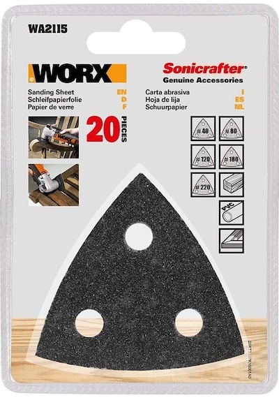 Worx Wa2115 20 Parça Çok Amaçlı Zımpara Makinası Cırtlı Universal Yedek Delikli Zımpara Kâğıdı Seti Fr Wa2115