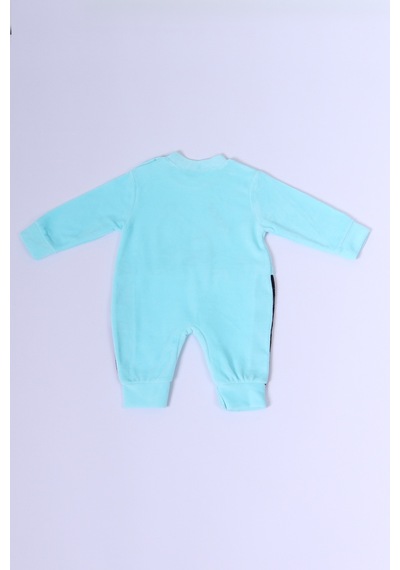 Hçm Bebek Kadife Tulum Uzun Kollu Çıtçıtlı Baskılı D5 Mavi