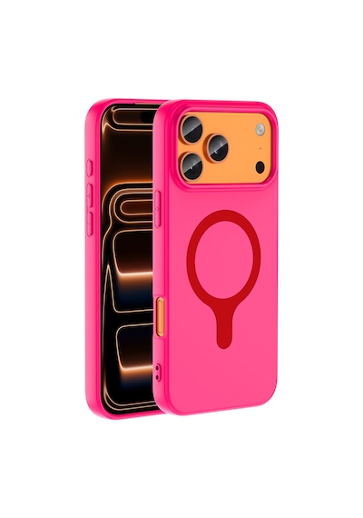 Apple iPhone Uyumlu 17 Pro Max Kılıf M-safe Şarj Özellikli Zore Aris Silikon Kapak Koyu Pembe