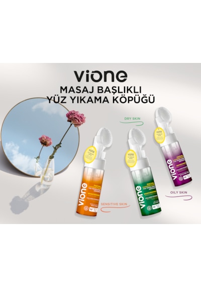 Vione Hassas Ciltler Için Aydınlatıcı Besleyici Özel Fırçalı Yüz Temizleme Köpüğü 150 ML