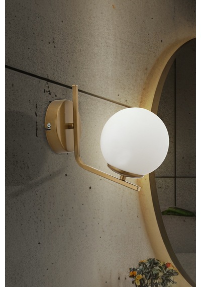 Şenna Eskitme Renkte Beyaz Glob Camlı Modern Aplik Eskitme Eskitme