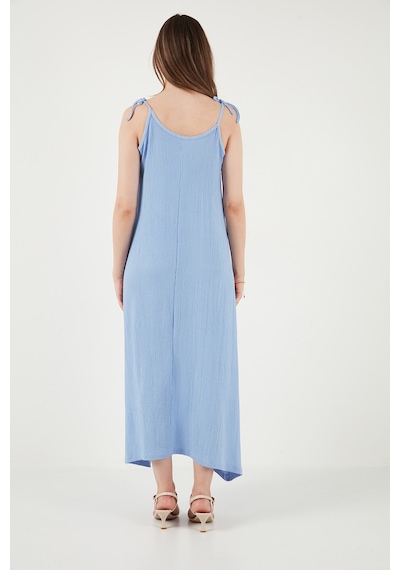 Lela Regular Fit Ip Askılı Uzun Bayan Elbise 5865732 Bebe Mavi
