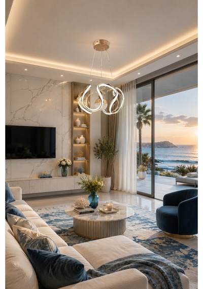 Catalina Led Sarkıt Gold Gold,3 Renk Yanabilen Modern Avize,salon Led Avize